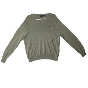 Polo Ralph Lauren Pima Golf Pullover Sweater Men Large Gray V-Neck Knit Cotton